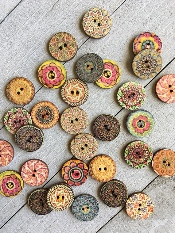 Boho Wooden Buttons - I Like Knitting